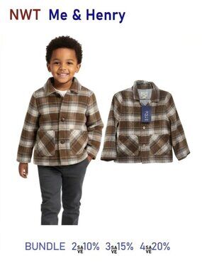 Me & Henry Plaid Shacket - Jacket with shirt style - size 5/6Y